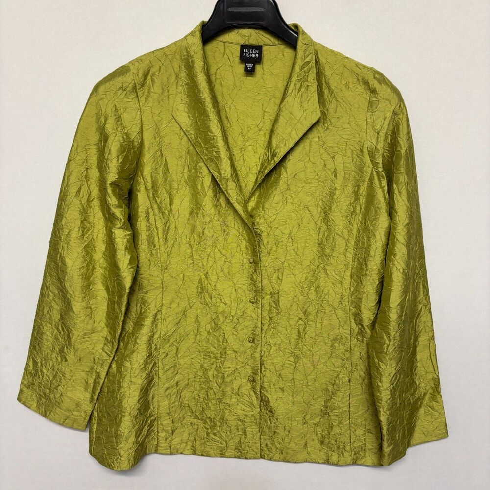 Eileen Fisher Women 100% Silk Jacket Size Medium Lightweight C132 -18
